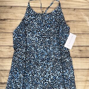 NWT Athleta Infinity Dress Leopard Blue M Medium Built In Shorts Sport Quick Dry